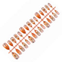 Orange floral ombre coffin press-on nails complete supplier set