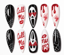 Black Red Scream Spiderweb Stiletto Press-On Nails