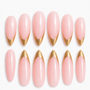 Pink gold French almond press-on nails