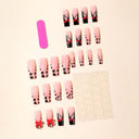 Black cherry leopard and red bow square press-on nails – supplier reference