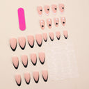Matte black French heart almond press-on nails — supplier