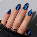 Blue cat eye almond press-on nails complete supplier set