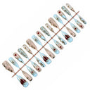 Pale blue cream and gold scroll square press-on nails – original supplier design