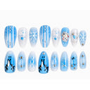 Blue winter snowflake square press-on nails