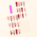 Original supplier image of burgundy cherry leopard stiletto press-on nails