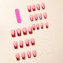 Crimson French and pink heart square press-on nails – supplier reference