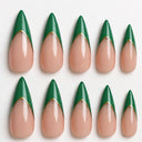 Green gold French tip stiletto press-on nails