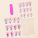 Supplier view of pink lilac koi floral and ripple almond nails