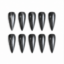 Black silver shimmer stiletto press-on nails — ten-nail set