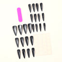 Black silver shimmer stiletto press-on nails — supplier design reference