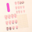 Pink silver French cross star and pearl square press-on nails — supplier design reference