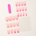 Hot pink French outline and ombre square press-on nails — supplier design reference