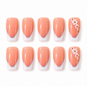 Silver lined white French floral square press-on nails — ten-nail set