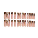 Caramel leopard French long square press-on nails — supplier design reference