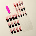 Red and black spider French square press-on nails — supplier design reference