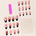 Star cherry and eight-ball French almond press-on nails — supplier design reference