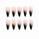 Blush nude to black ombré pointed almond press-on nails — ten-nail set