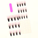 Blush nude to black ombré pointed almond press-on nails — supplier design reference
