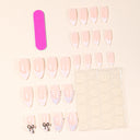 White French black ribbon bow and crystal almond press-on nails — supplier design reference