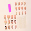 Nude gold star graduation cap and diploma almond press-on nails — supplier design reference