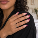 Pink leopard French long square press-on nails – hand