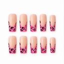 Pink leopard French long square press-on nails – hero