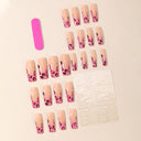 Pink leopard French long square press-on nails – supplier