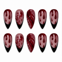 Burgundy drip and splatter black French pointed nails – hero
