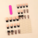 Black French ribbon lacing bow and iridescent crystal square nails — supplier
