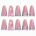 Pink floral animal print crystal duck press-on nails — ten nail set