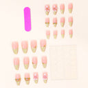 Yellow red polka dot French floral almond press-on nails — original supplier design