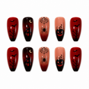 Red haunted castle bat pumpkin coffin press-on nails — ten nail set