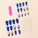 Original supplier photo of cobalt blue gold almond nails