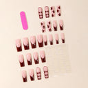 Original supplier photo of burgundy star French long square nails