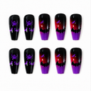 Red black and purple bat and spider coffin press-on nails hero