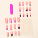 Colourful floral polka dot and circle French square press-on nails supplier