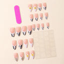 White French zebra gold and floral almond press-on nails – supplier design reference
