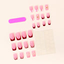 Pink burgundy French cow print and floral short square nails – supplier