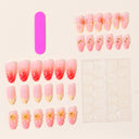 Coral pink sculpted shell yellow floral and pearl almond nails – supplier