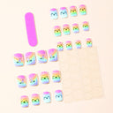 Pastel rainbow cat face short square nails – supplier