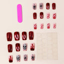 Original supplier image of red glitter skull and web nails