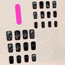 Original supplier image of black skull and red rose square nails