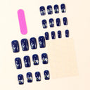 Original supplier image of navy white floral sprig square nails
