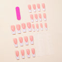 Coral Pink Deep White French Long Square Press-On Nails supplier reference