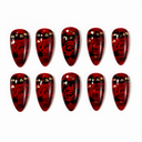 Red Black Plaid Rose & Gold Heart Almond Press-On Nails ten nail set