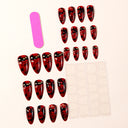 Red Black Plaid Rose & Gold Heart Almond Press-On Nails supplier reference