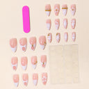 White Lace Shell & Gold Star Almond Press-On Nails supplier reference