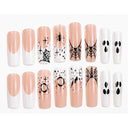 Nude white Halloween coffin press-on nails