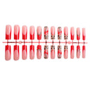 Red cherry leopard coffin press-on nails complete supplier set