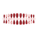 Red glitter striped almond press-on nails complete supplier set
